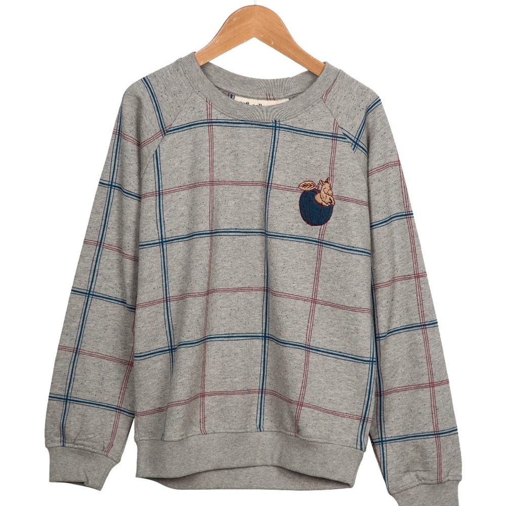 EUC Boys Soft gallery plaid sweatshirt w/ embroidered detail